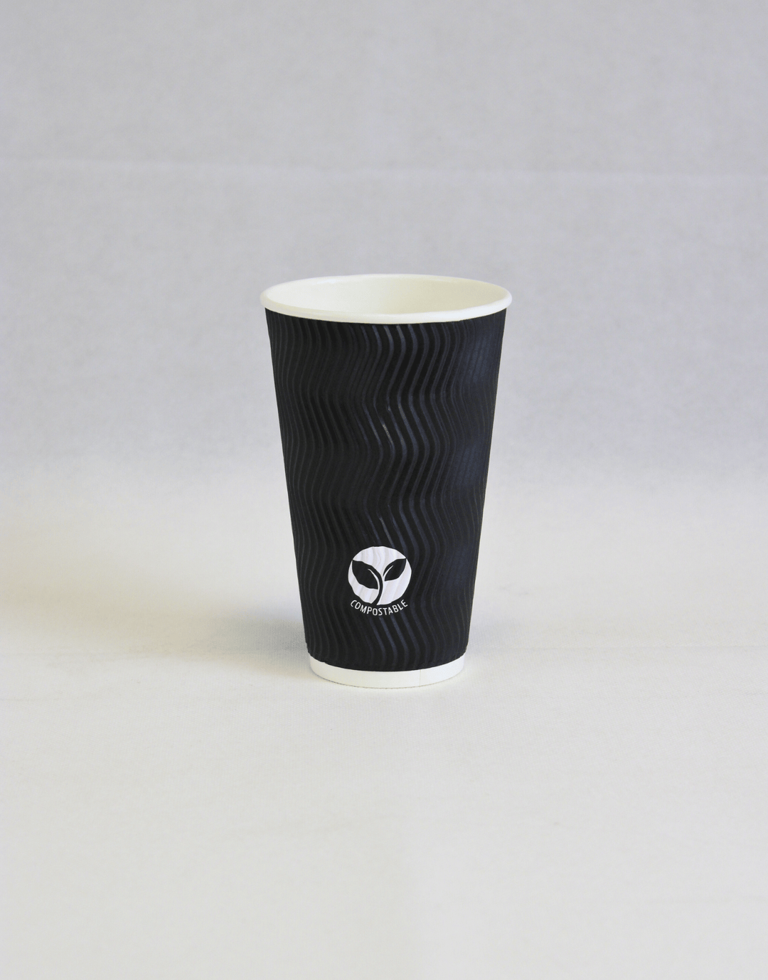 16oz Black Compostable Ripple Cups