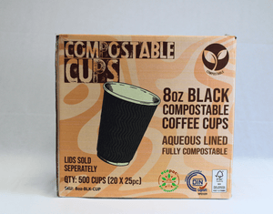 8oz Black Compostable Ripple Cups