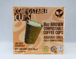 8oz Brown Compostable Ripple Cups