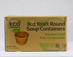 Aqueous 8oz Kraft Round Soup Containers