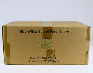 Black & White Striped Paper Straws 200mm x 6mm