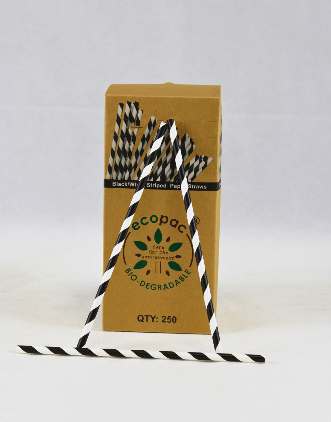 Black & White Striped Paper Straws 200mm x 6mm