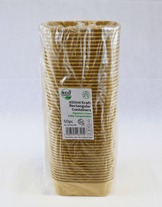 Aqueous Kraft Rectangle Containers 650ml