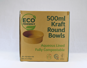 Aqueous Kraft Round Bowls 500ml