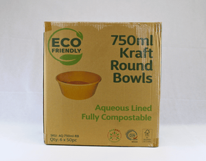 Aqueous Kraft Round Bowls 750ml